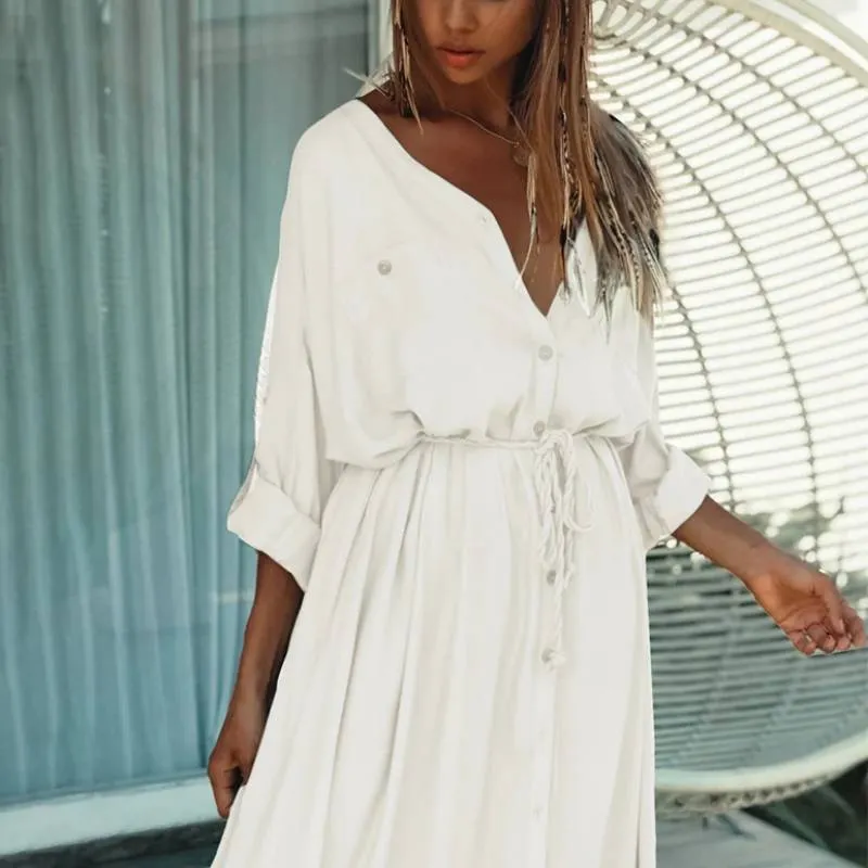 Robe Kimono Pareo Blanche
