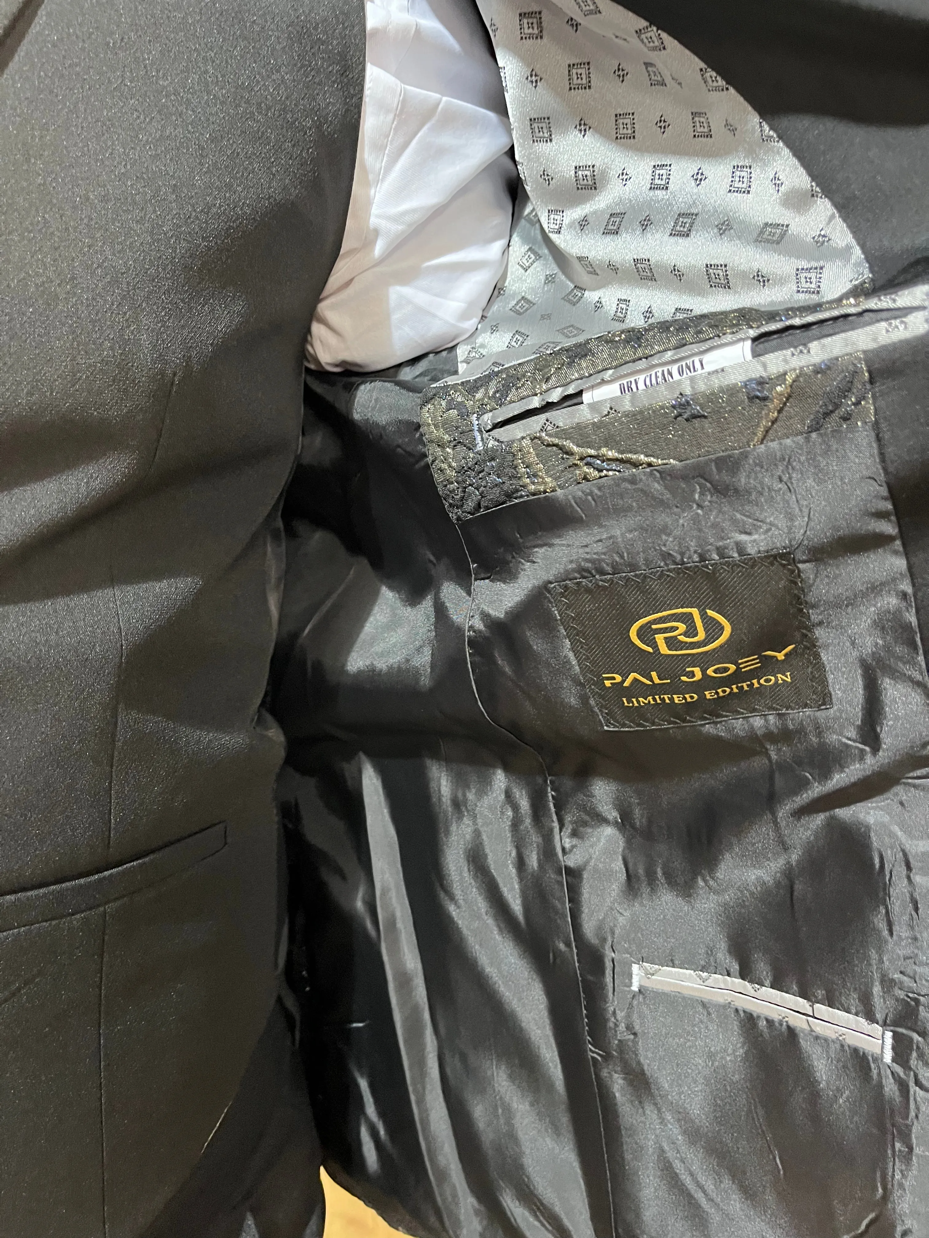 Saluzzo - Black/Gold/Blue 3 Piece Suit