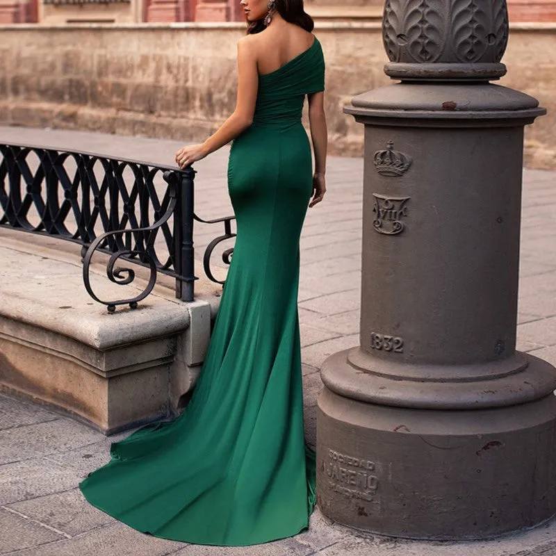 sd-hk One Shoulder High Split Long Evening Dress