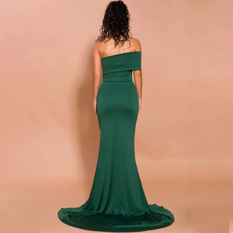 sd-hk One Shoulder High Split Long Evening Dress