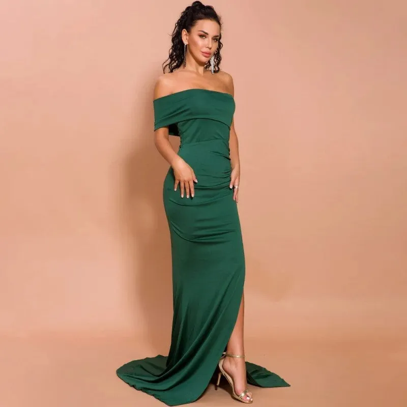 sd-hk One Shoulder High Split Long Evening Dress