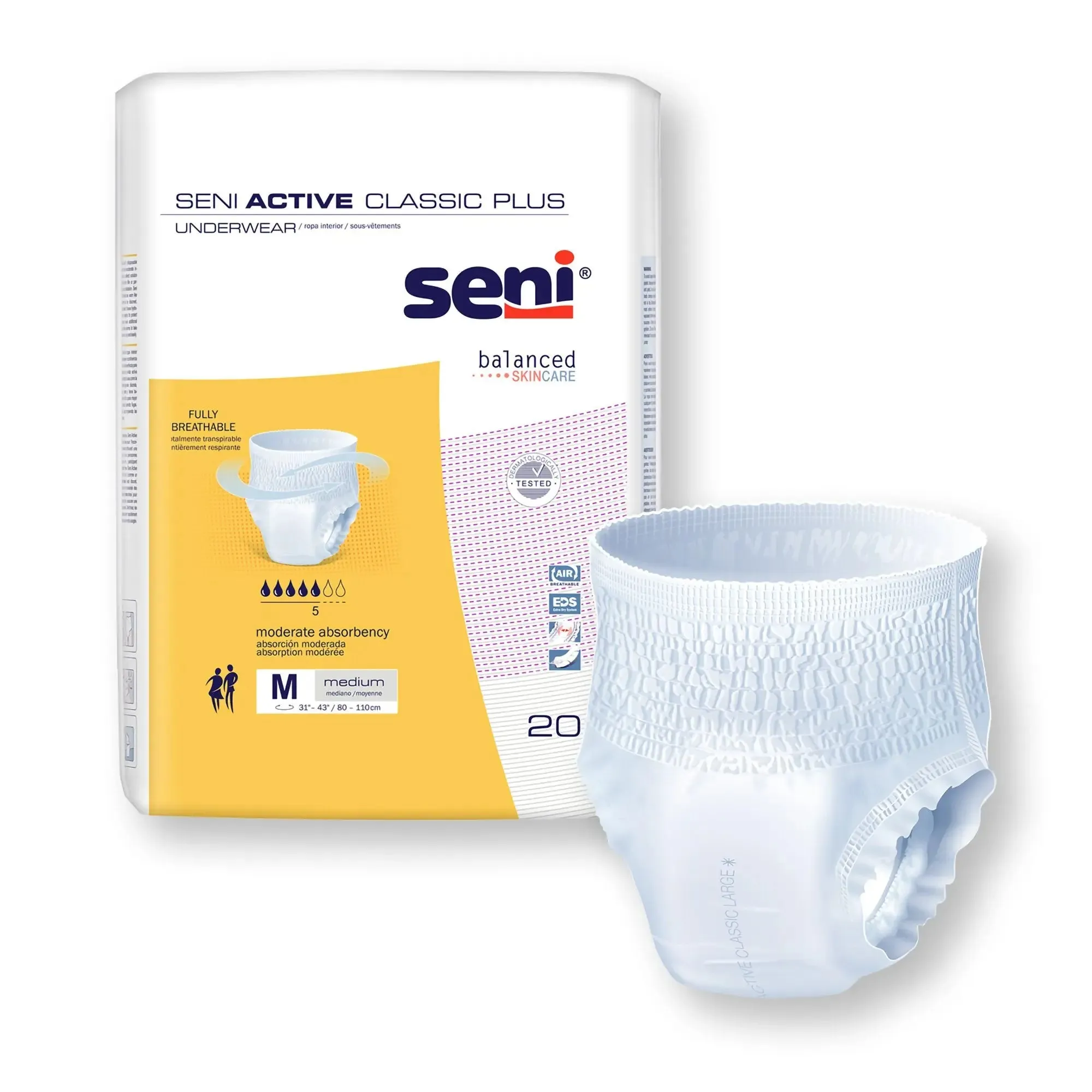 Seni® Active Classic Plus Moderate Absorbent Underwear, Medium