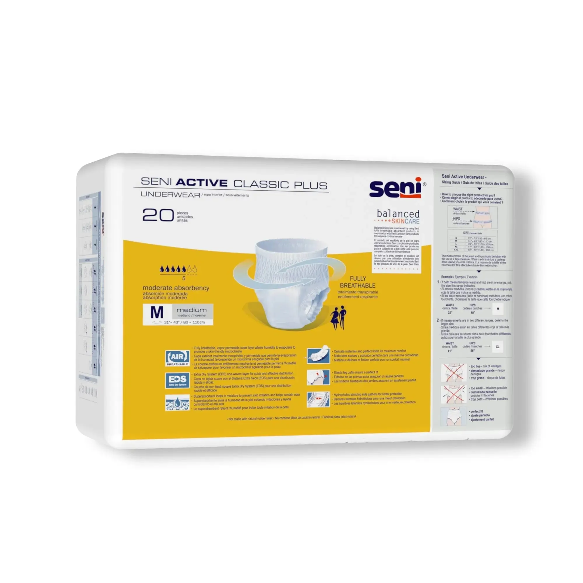 Seni® Active Classic Plus Moderate Absorbent Underwear, Medium
