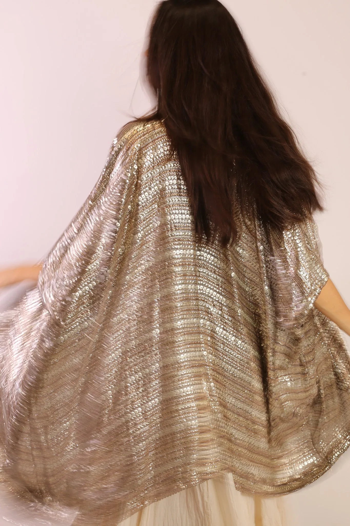 SEQUIN EMBROIDERED KIMONO MIDI