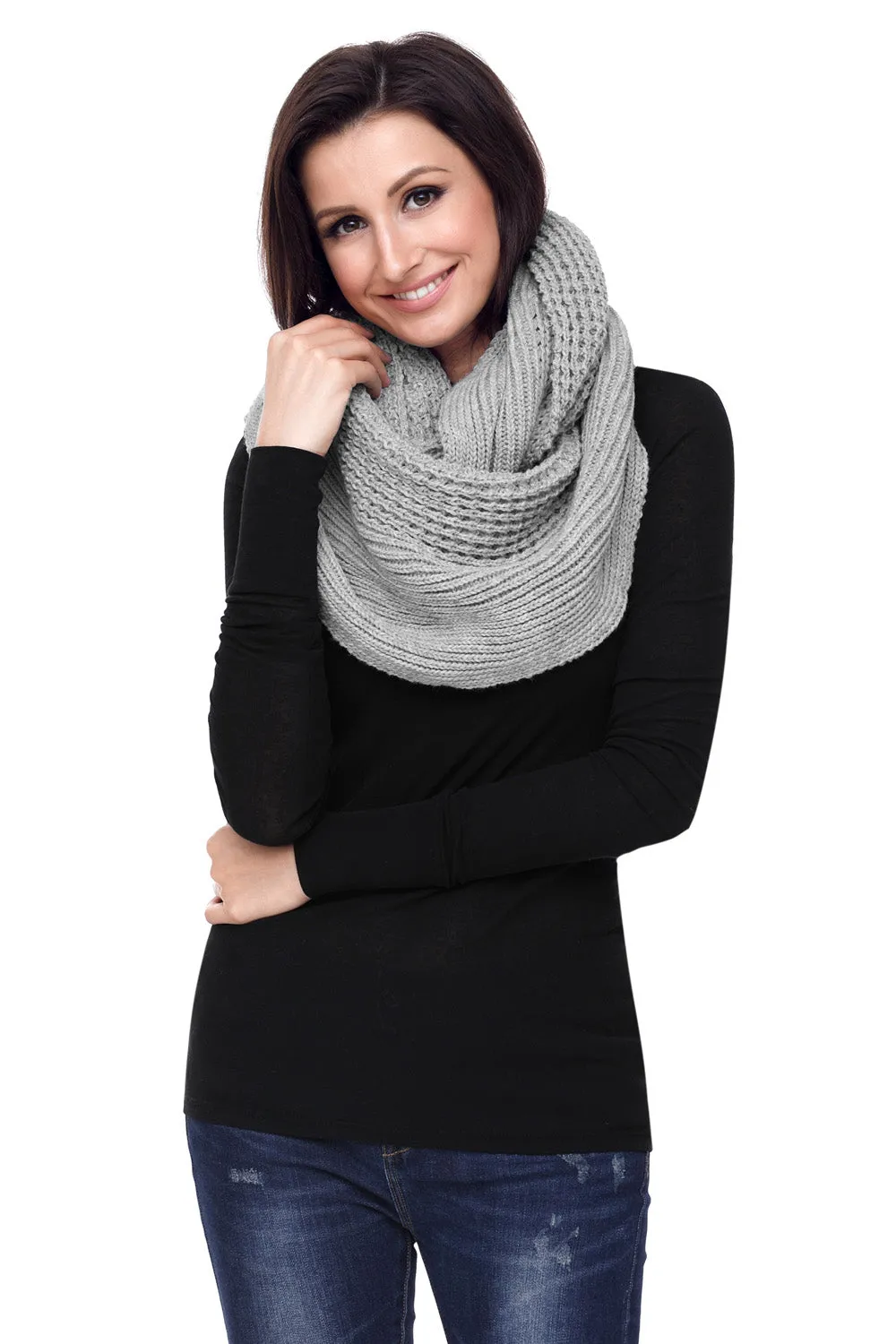Sexy Gray Cable Knit Chunky Scarf