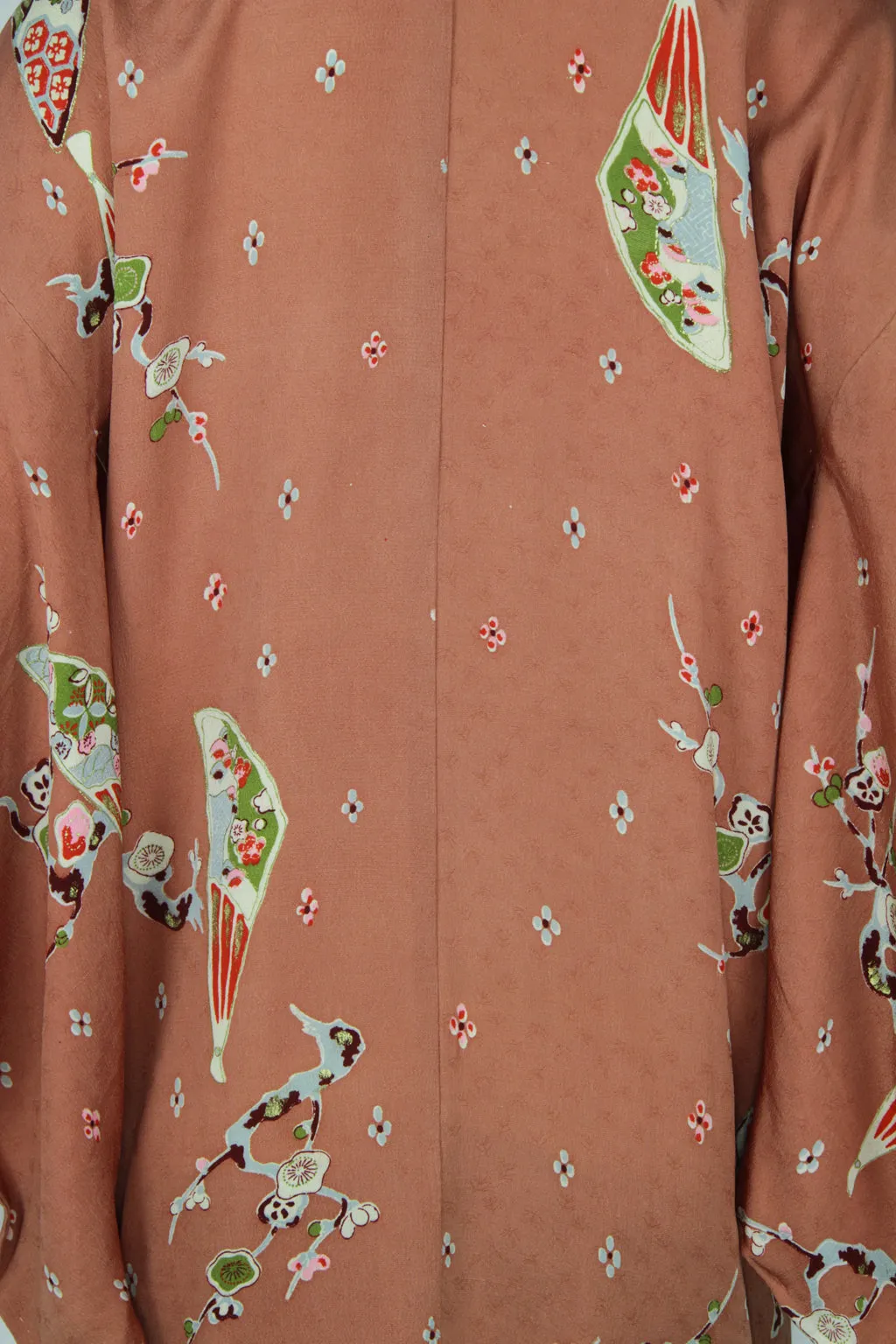 Short Kimono with fans and sekura blossom motifs - S/M