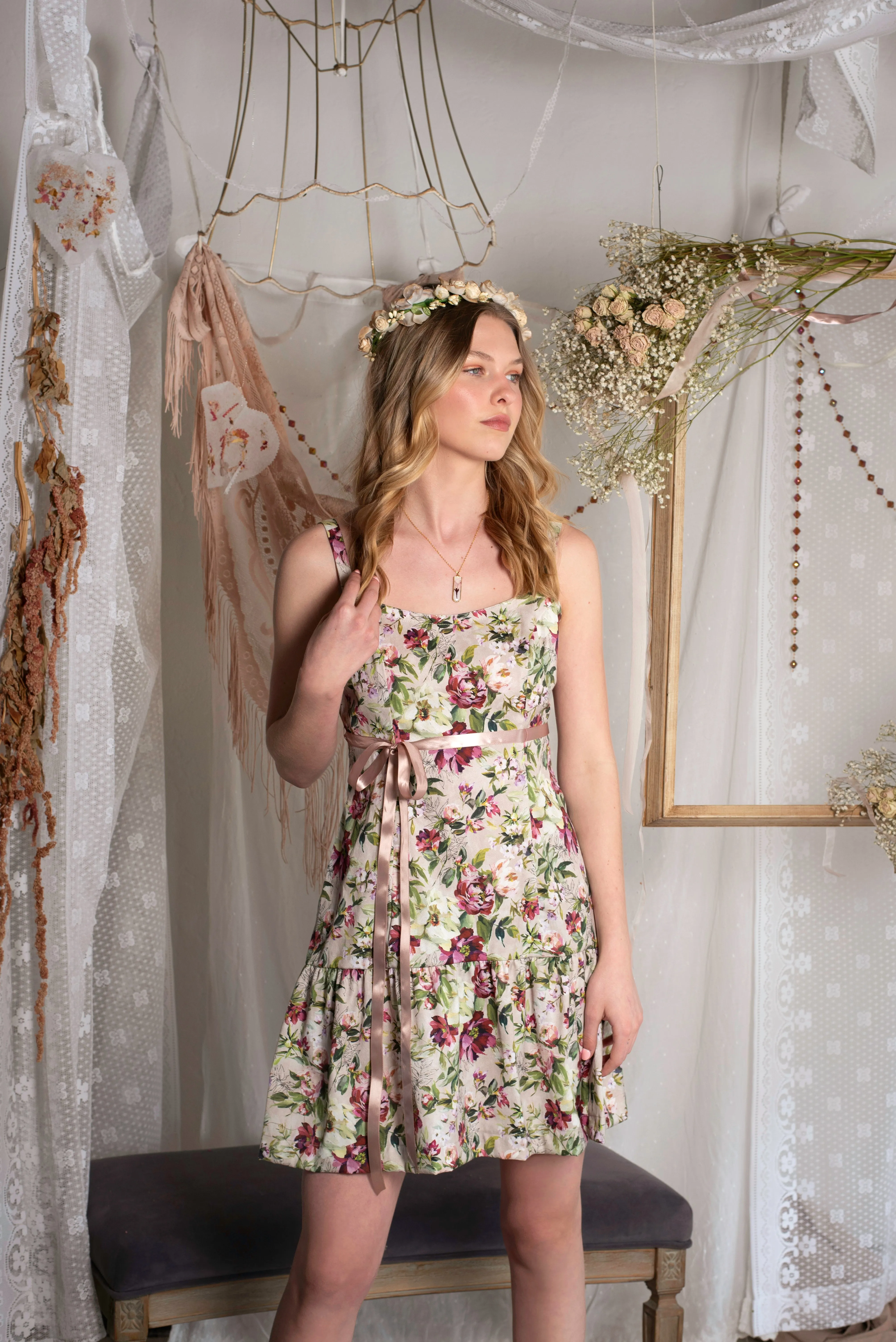 Short Slip Dress - Blooming Meadow Cotton Print
