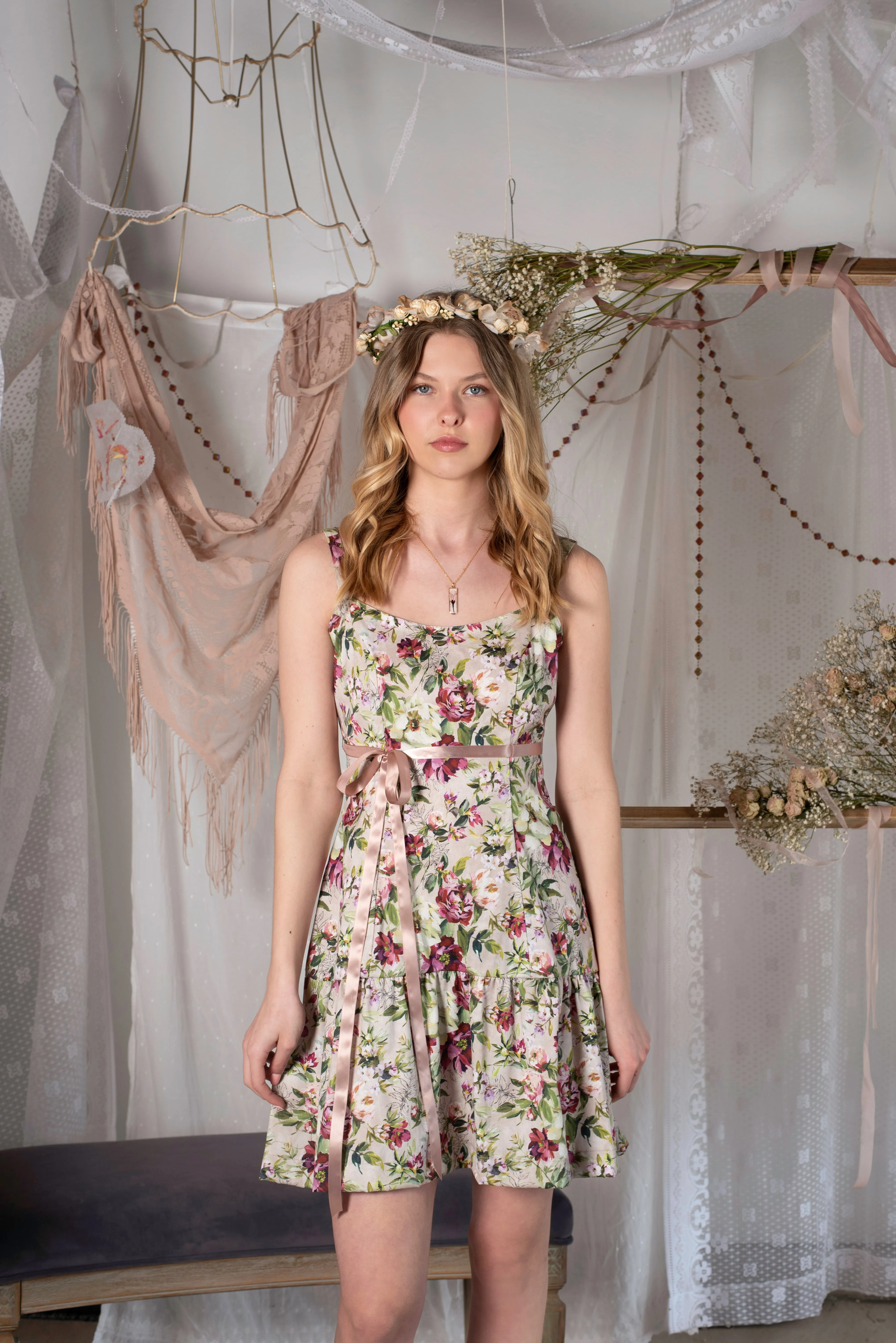Short Slip Dress - Blooming Meadow Cotton Print