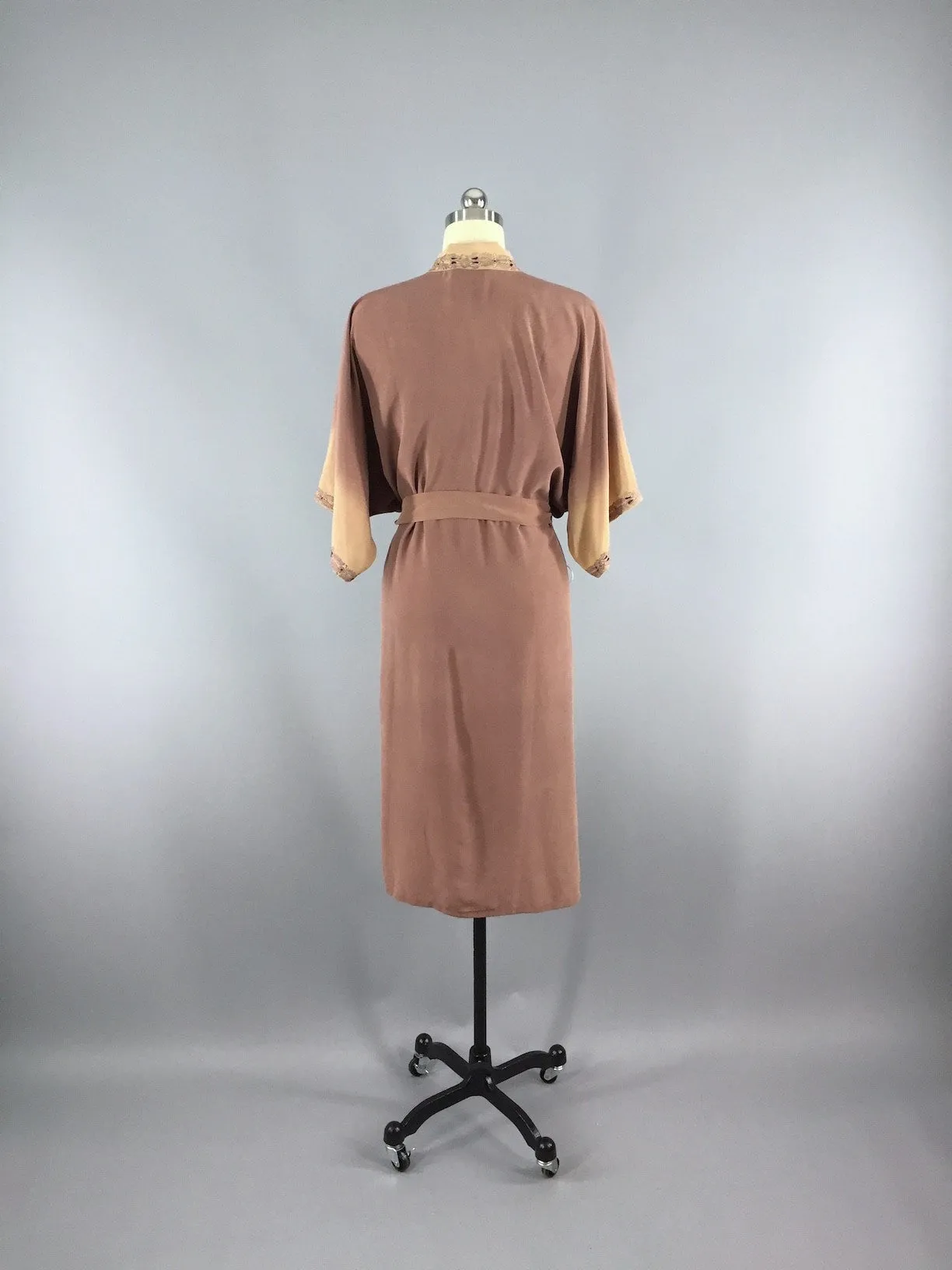 Silk Crepe Sari Robe / Brown Ombre