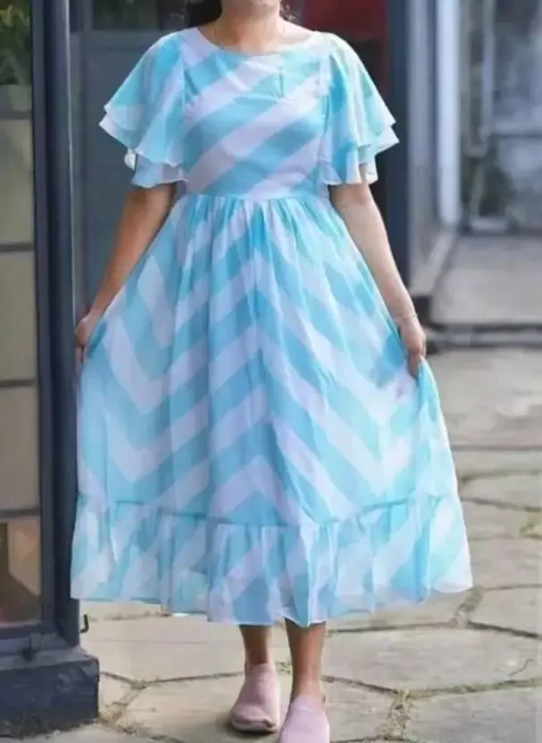 Sky Ripple Georgette Dress