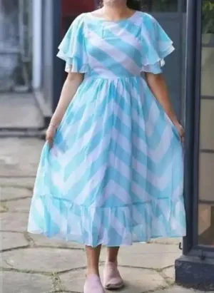 Sky Ripple Georgette Dress