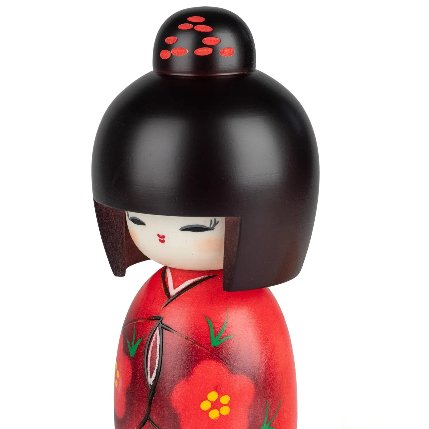 Smile Girl Red Japanese Kokeshi Doll