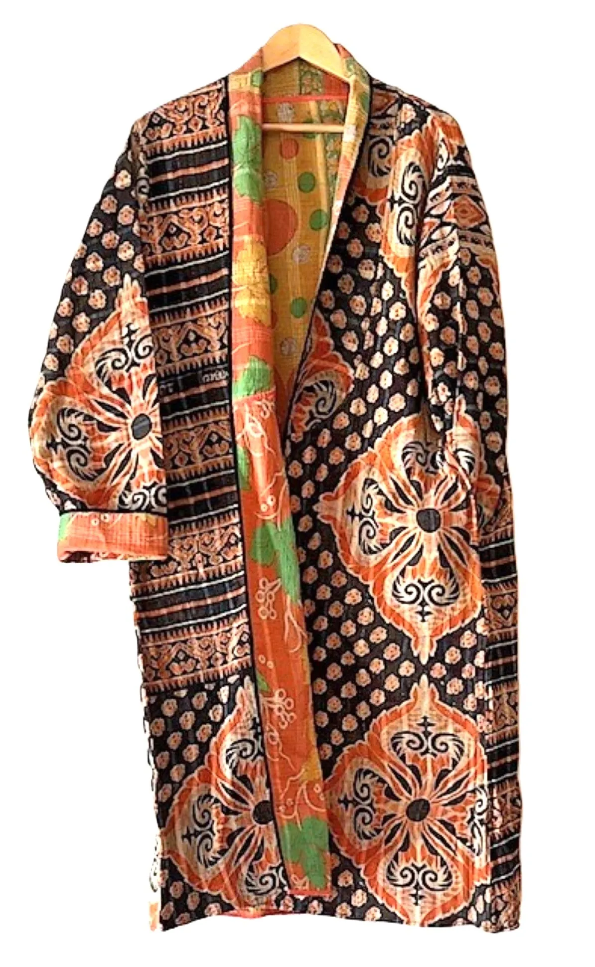Specialty Collection: Designer Fully Reversible Patchwork Hand Embroidered Jacket. (Mustard)