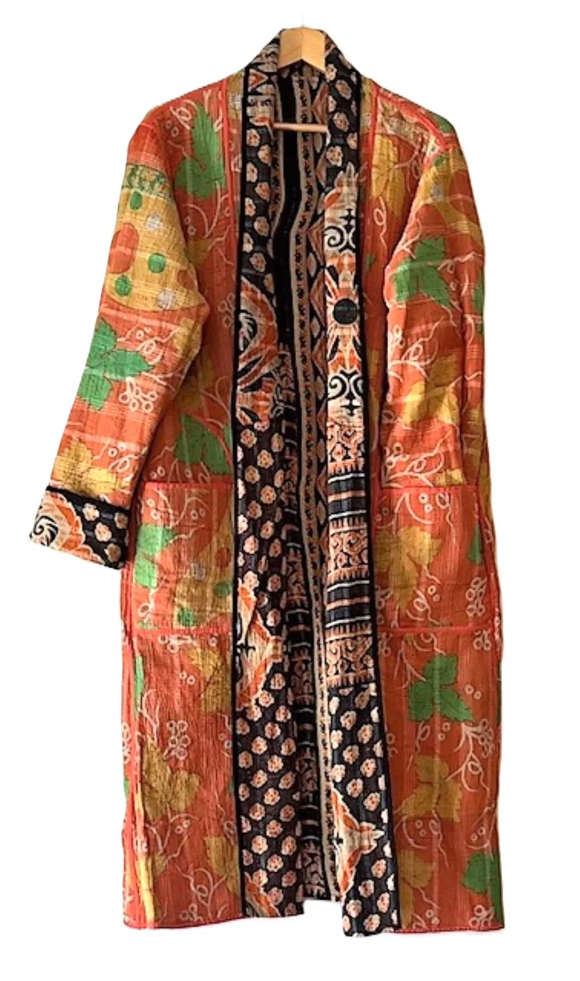 Specialty Collection: Designer Fully Reversible Patchwork Hand Embroidered Jacket. (Mustard)