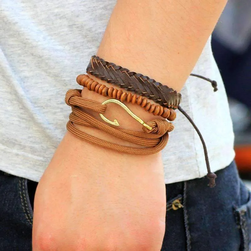 Stackable Punk Wing Charm Bracelet Set