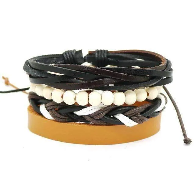 Stackable Punk Wing Charm Bracelet Set