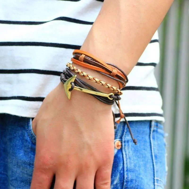Stackable Punk Wing Charm Bracelet Set