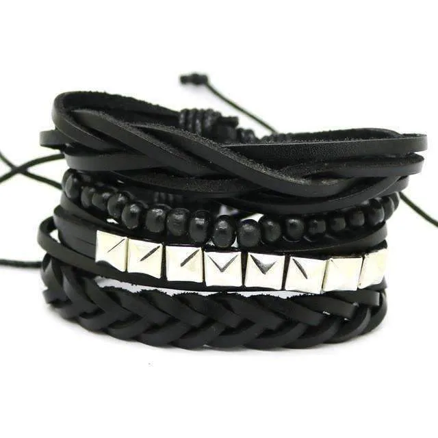 Stackable Punk Wing Charm Bracelet Set