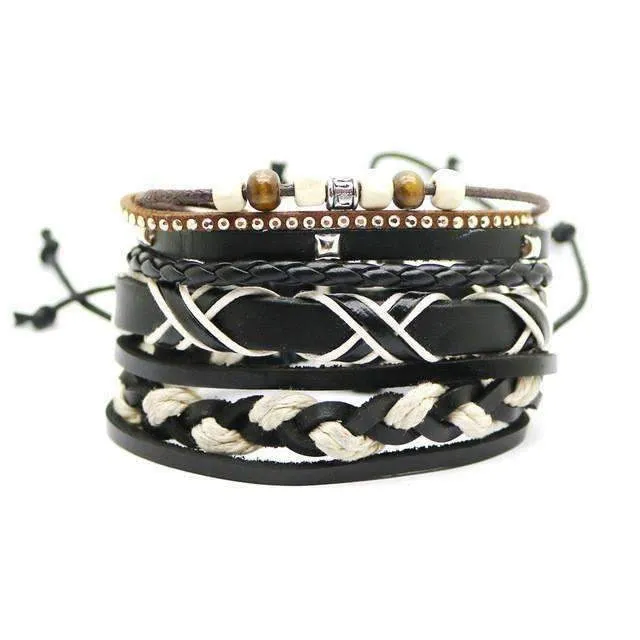 Stackable Punk Wing Charm Bracelet Set