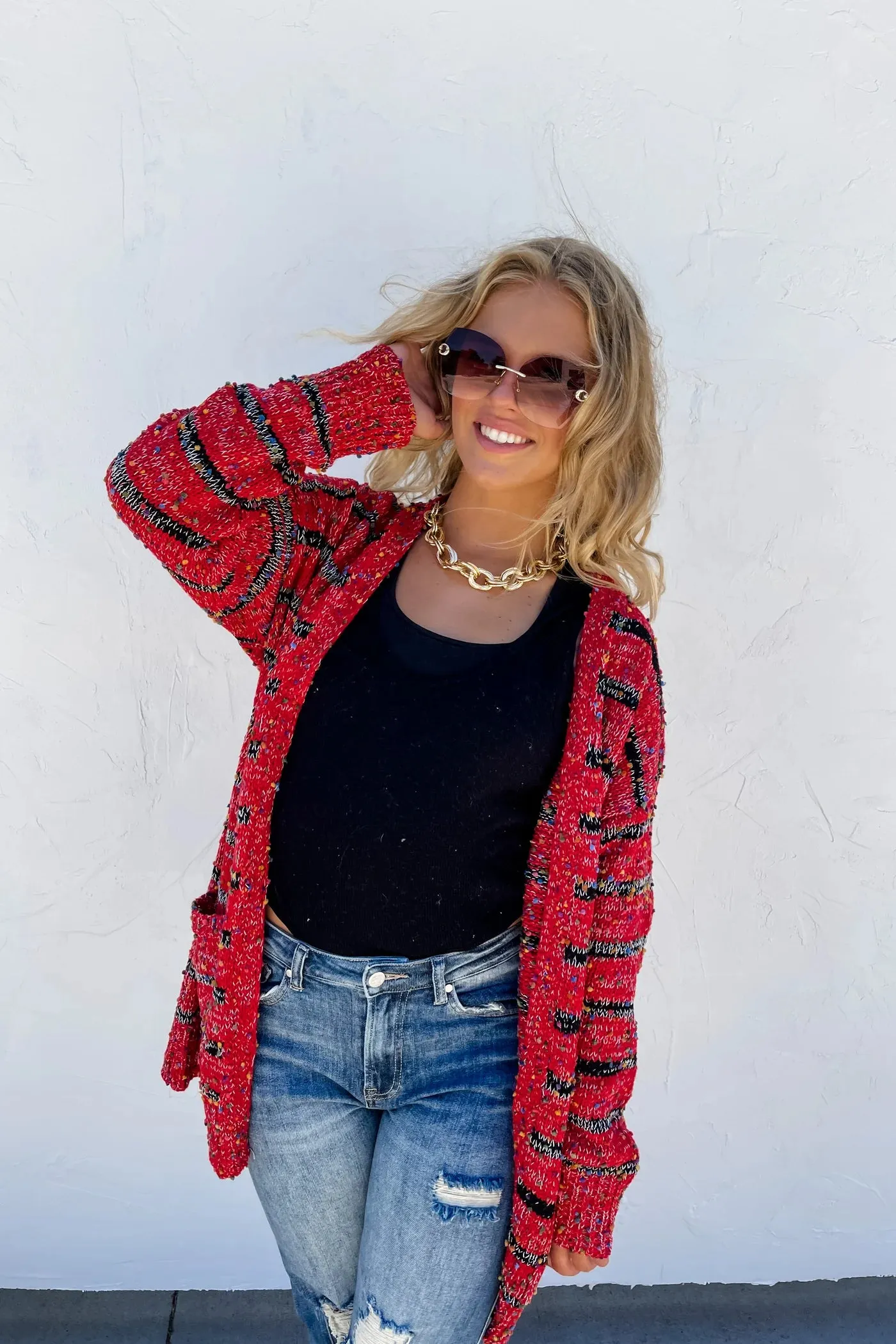 STRIPE MILEY DOT CARDIGAN