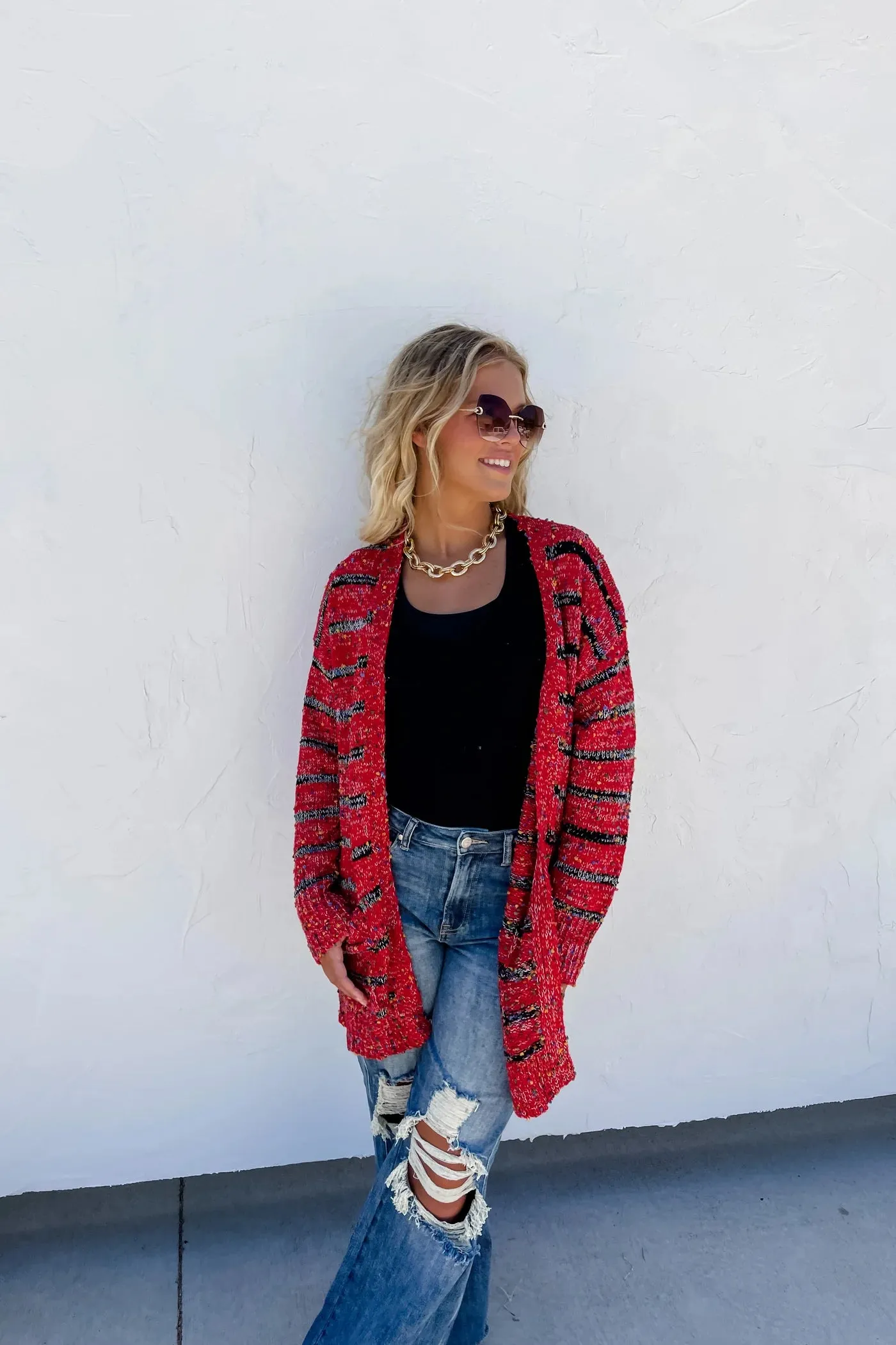 STRIPE MILEY DOT CARDIGAN