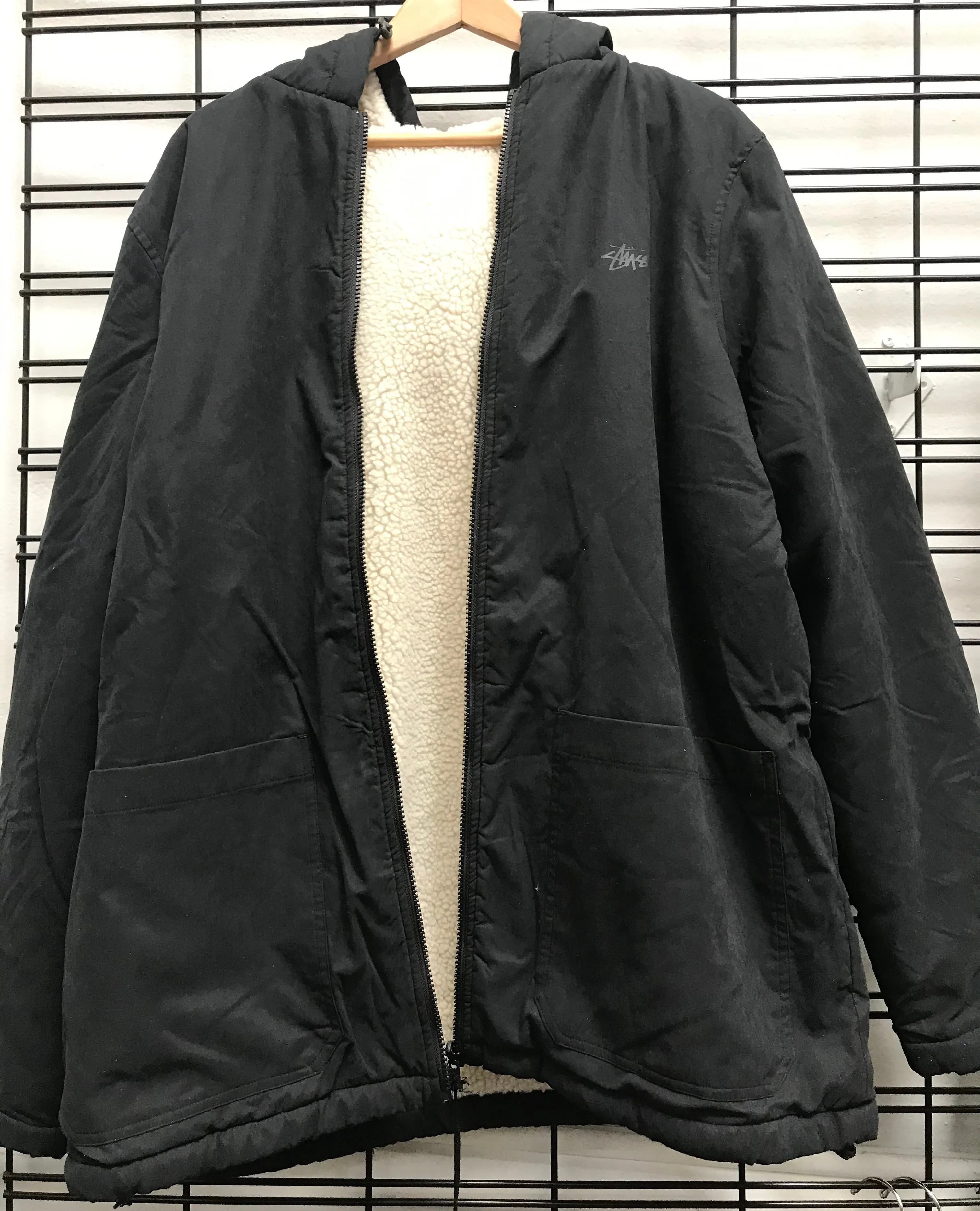 Stussy Sherpa Reversible Jacket ST097504 Blaksher