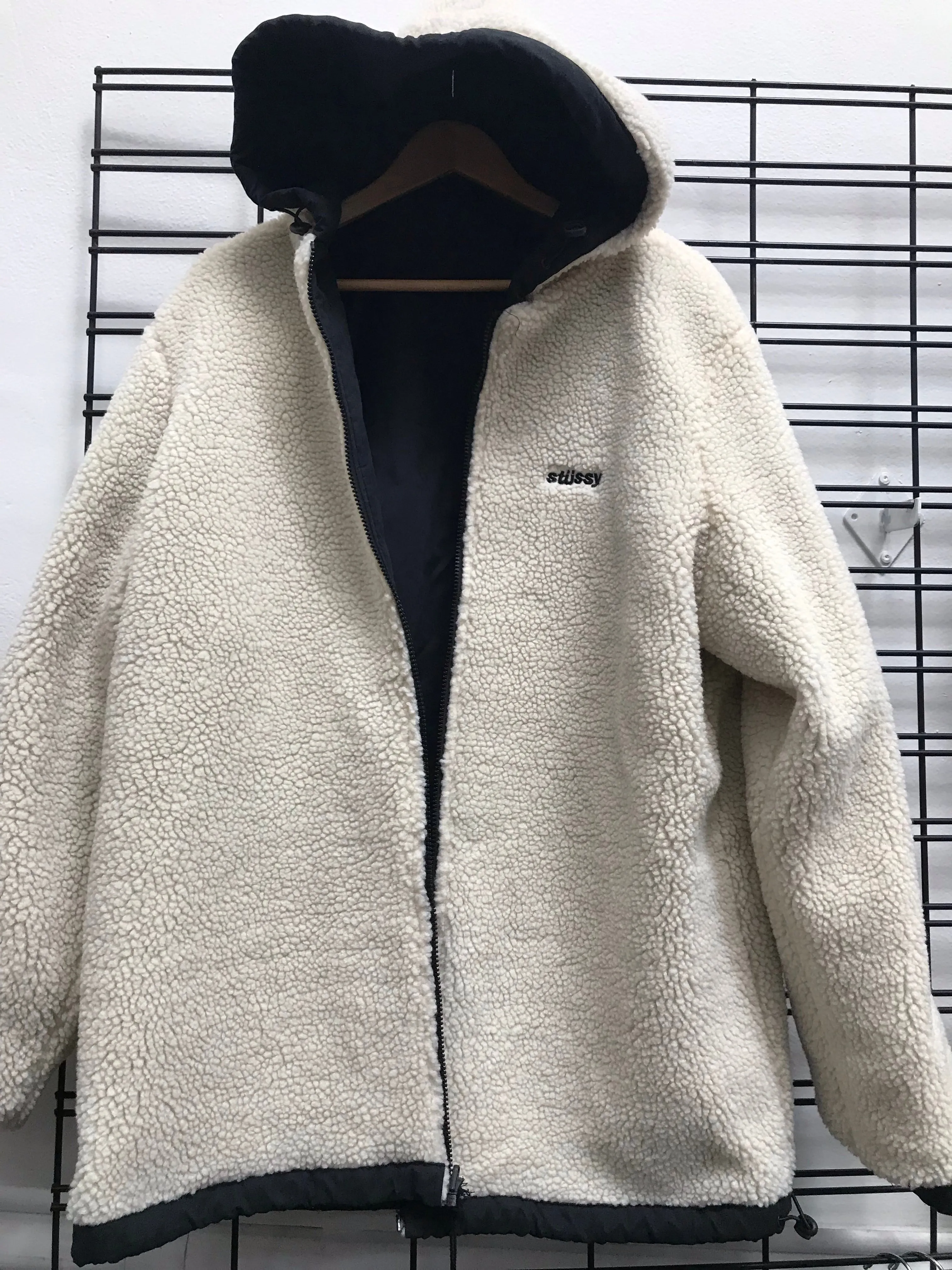 Stussy Sherpa Reversible Jacket ST097504 Blaksher
