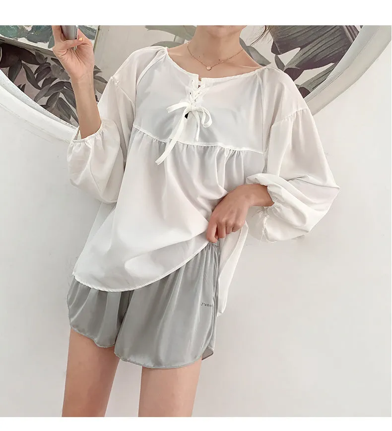 Summer Anti-Exposed Pants Women Outdoor Thin Loose Shorts Home Pajamas Black Leggings Sleepwear