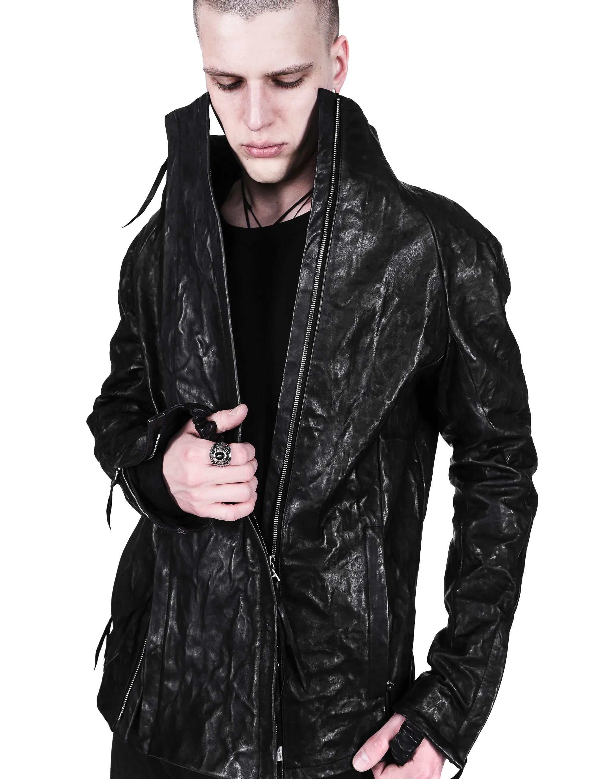 Textured Bondage Leather Jacket