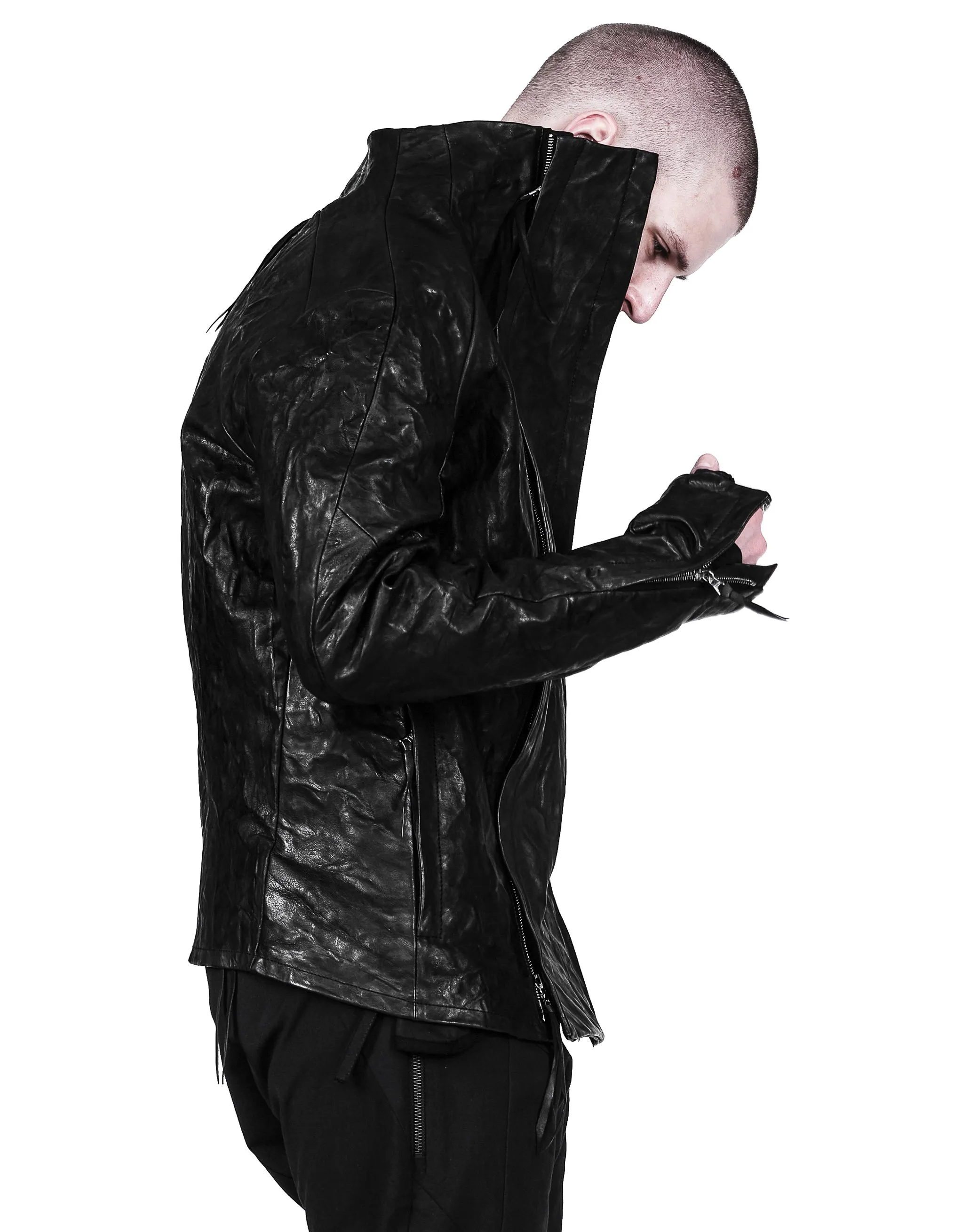 Textured Bondage Leather Jacket