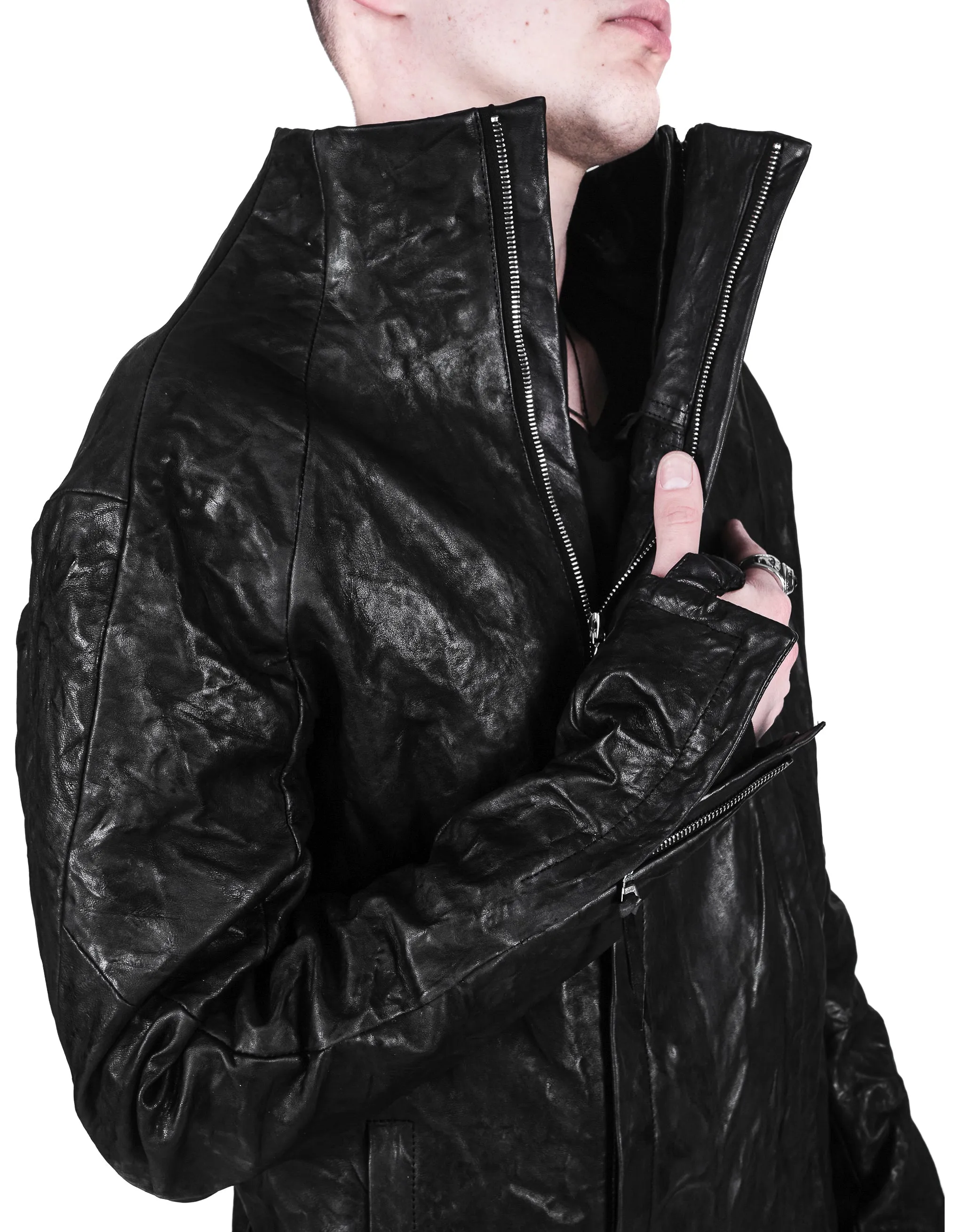 Textured Bondage Leather Jacket