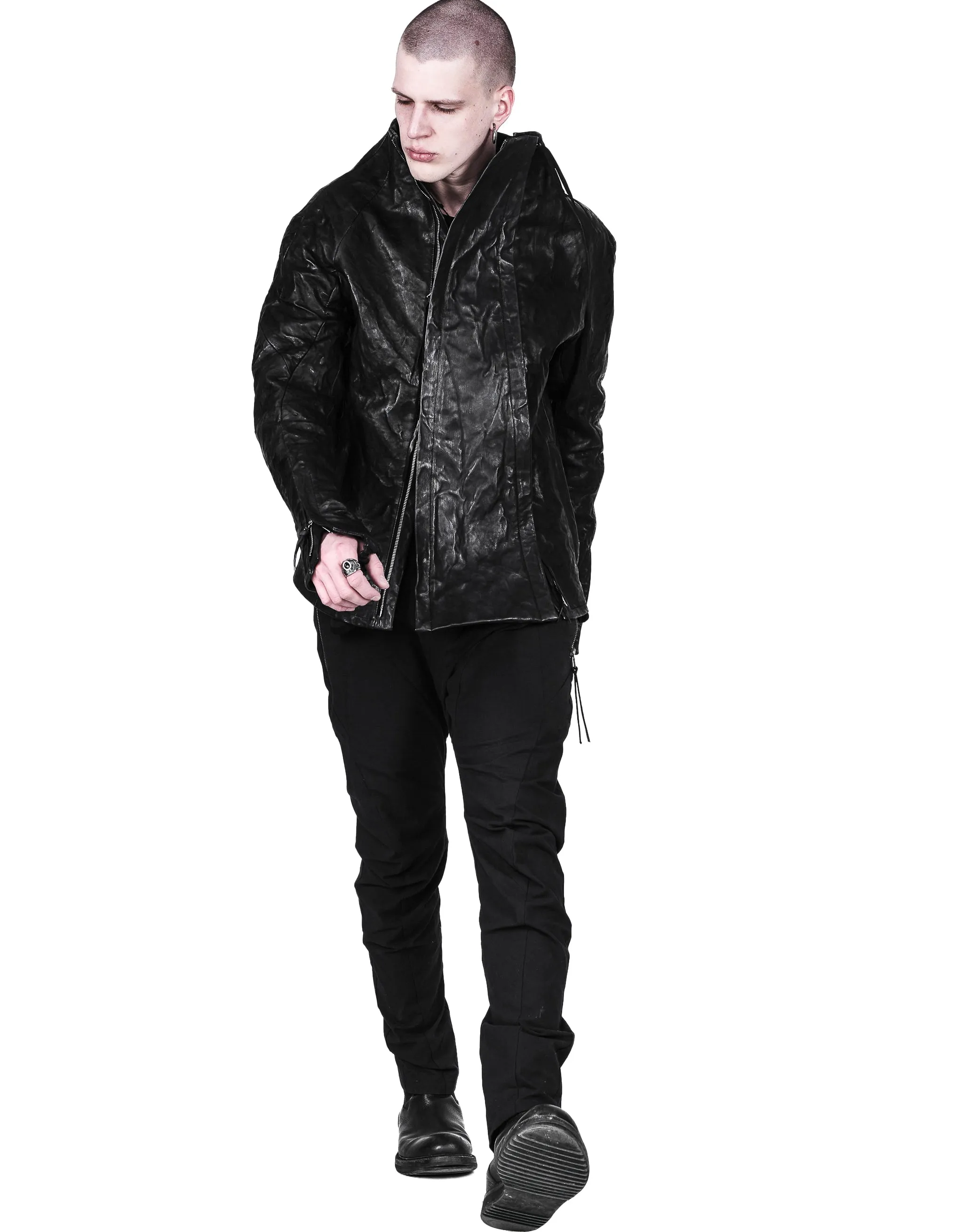 Textured Bondage Leather Jacket