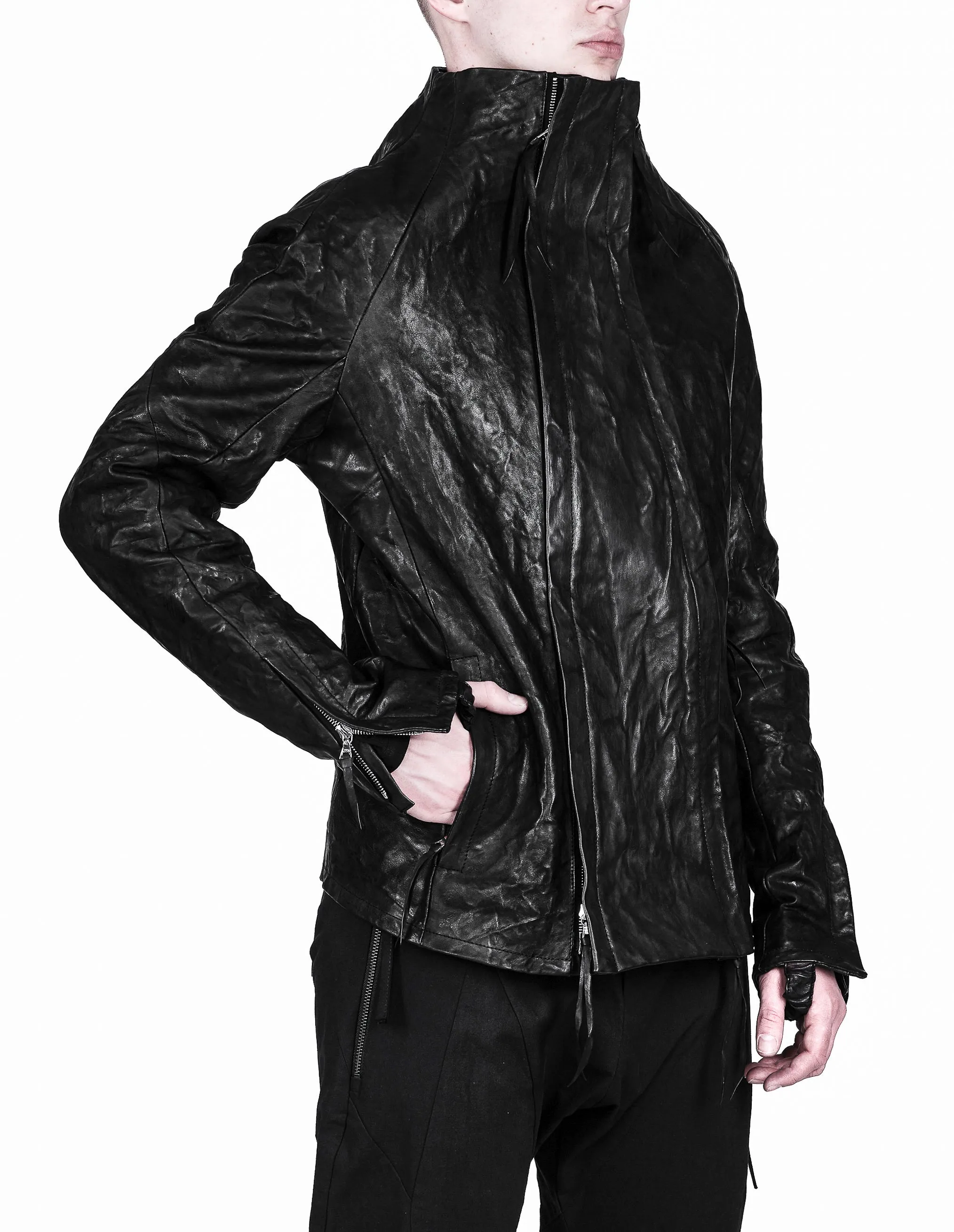 Textured Bondage Leather Jacket