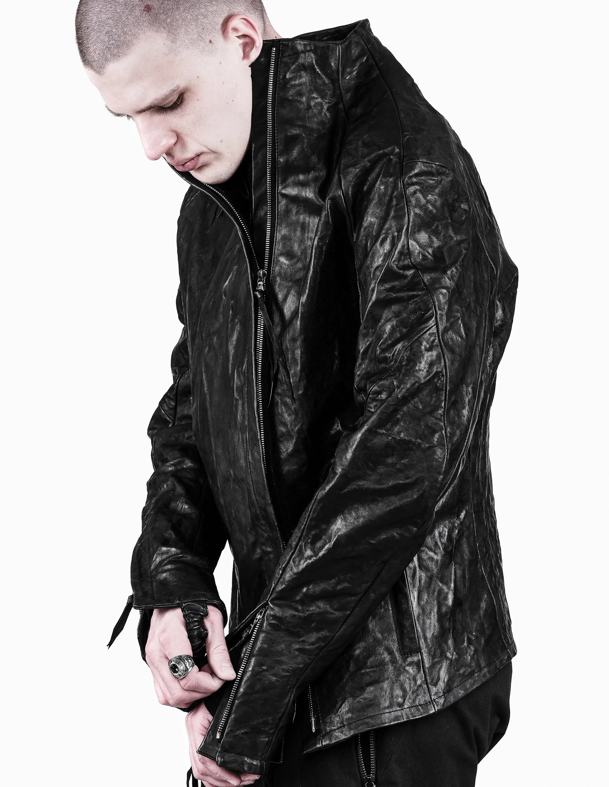 Textured Bondage Leather Jacket
