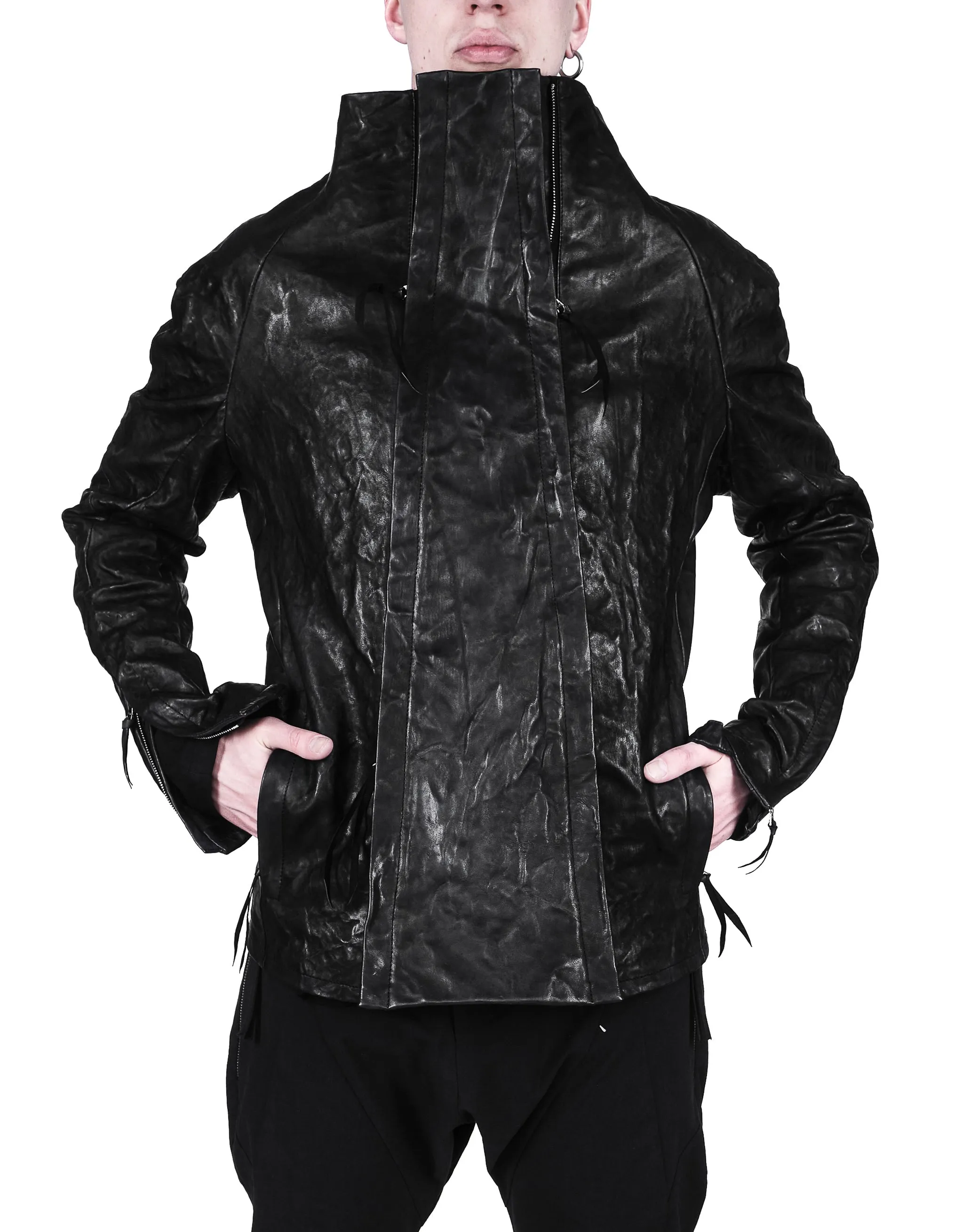 Textured Bondage Leather Jacket