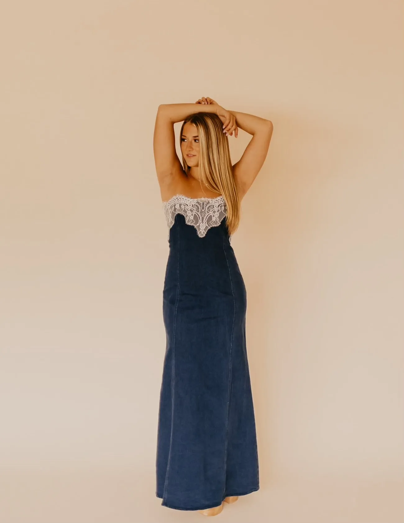 The Lacey Denim Maxi Dress