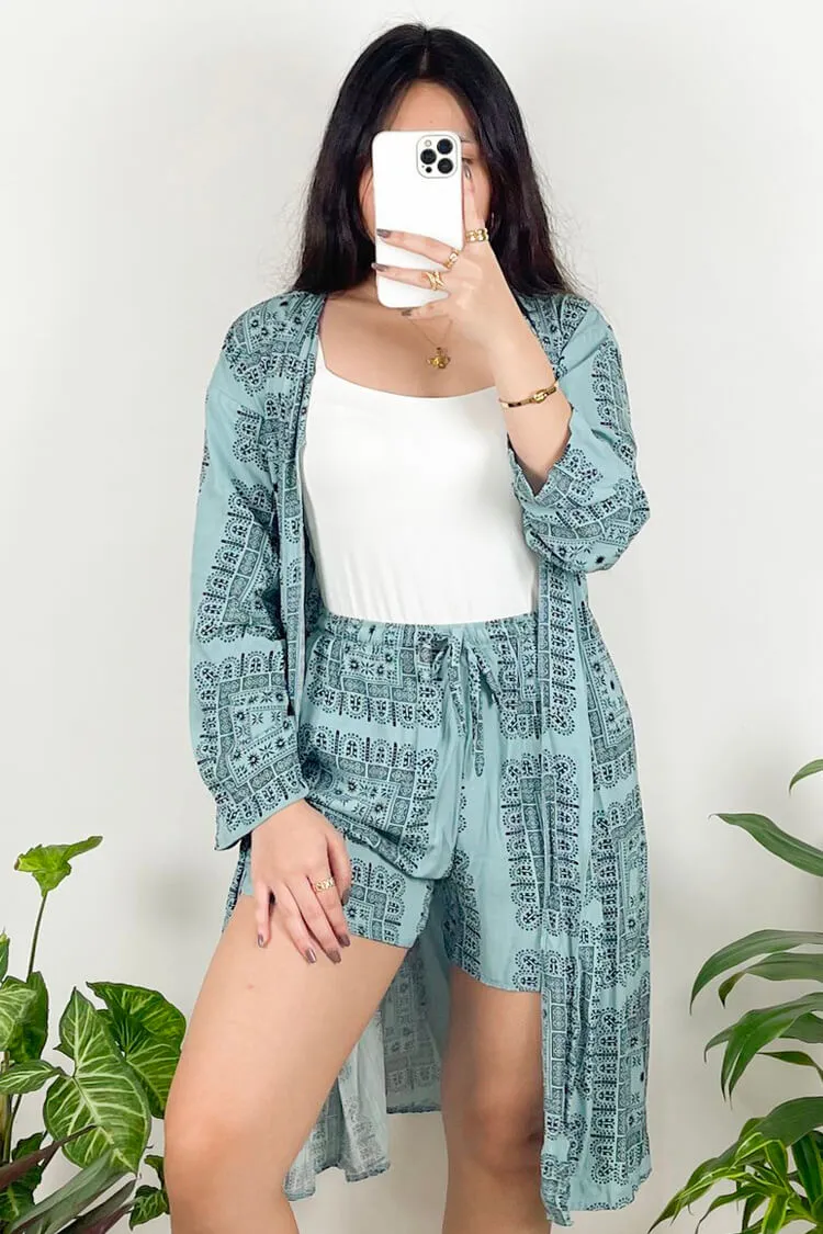 Trisha Maxi Kimono and Shorts Set