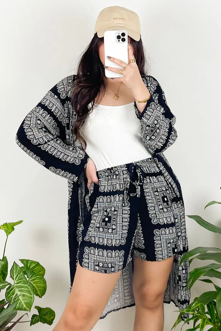 Trisha Maxi Kimono and Shorts Set