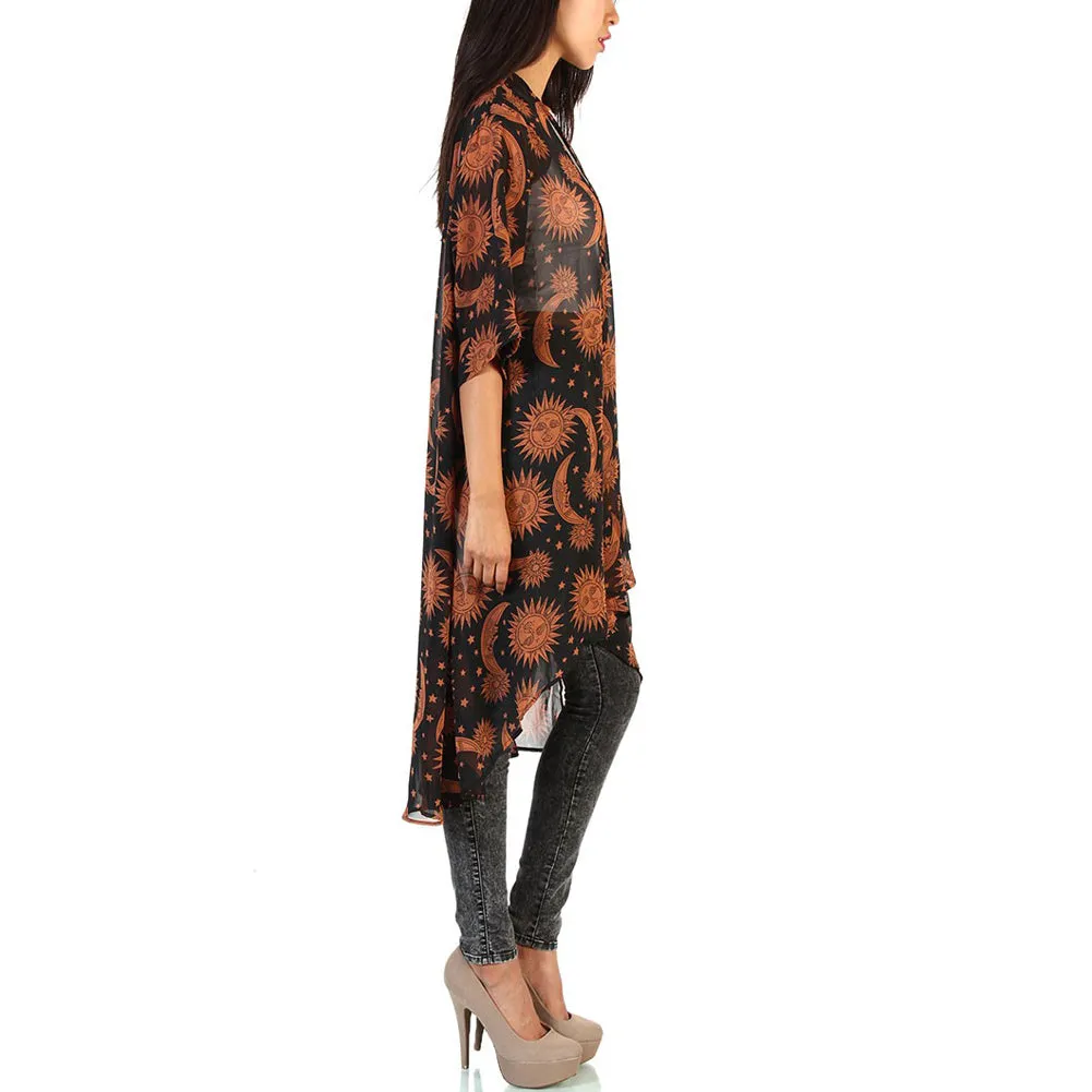 VenusFox Vintage Loose Flower Printed Kimono Cardigan