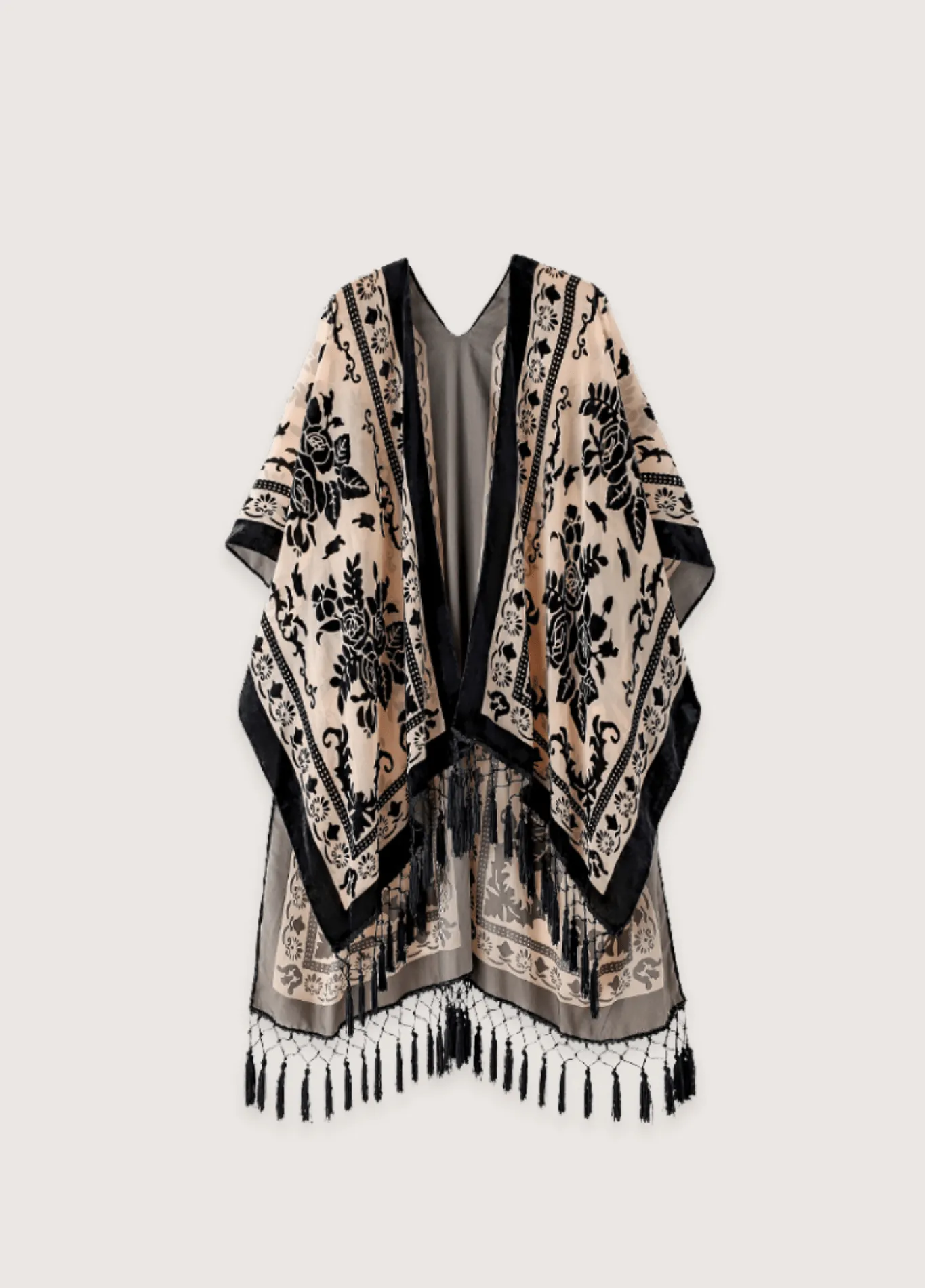 Veste kimono crème et noir
