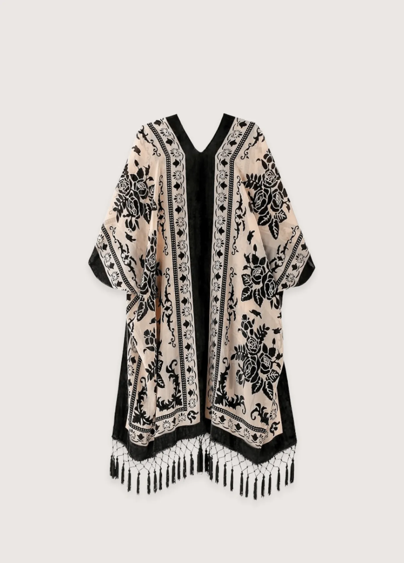 Veste kimono crème et noir