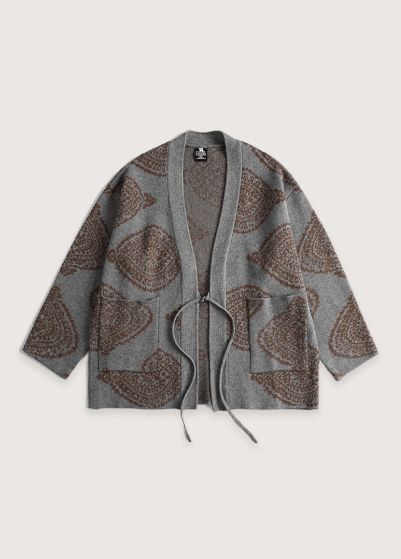 Veste kimono grise | Motifs Paisley