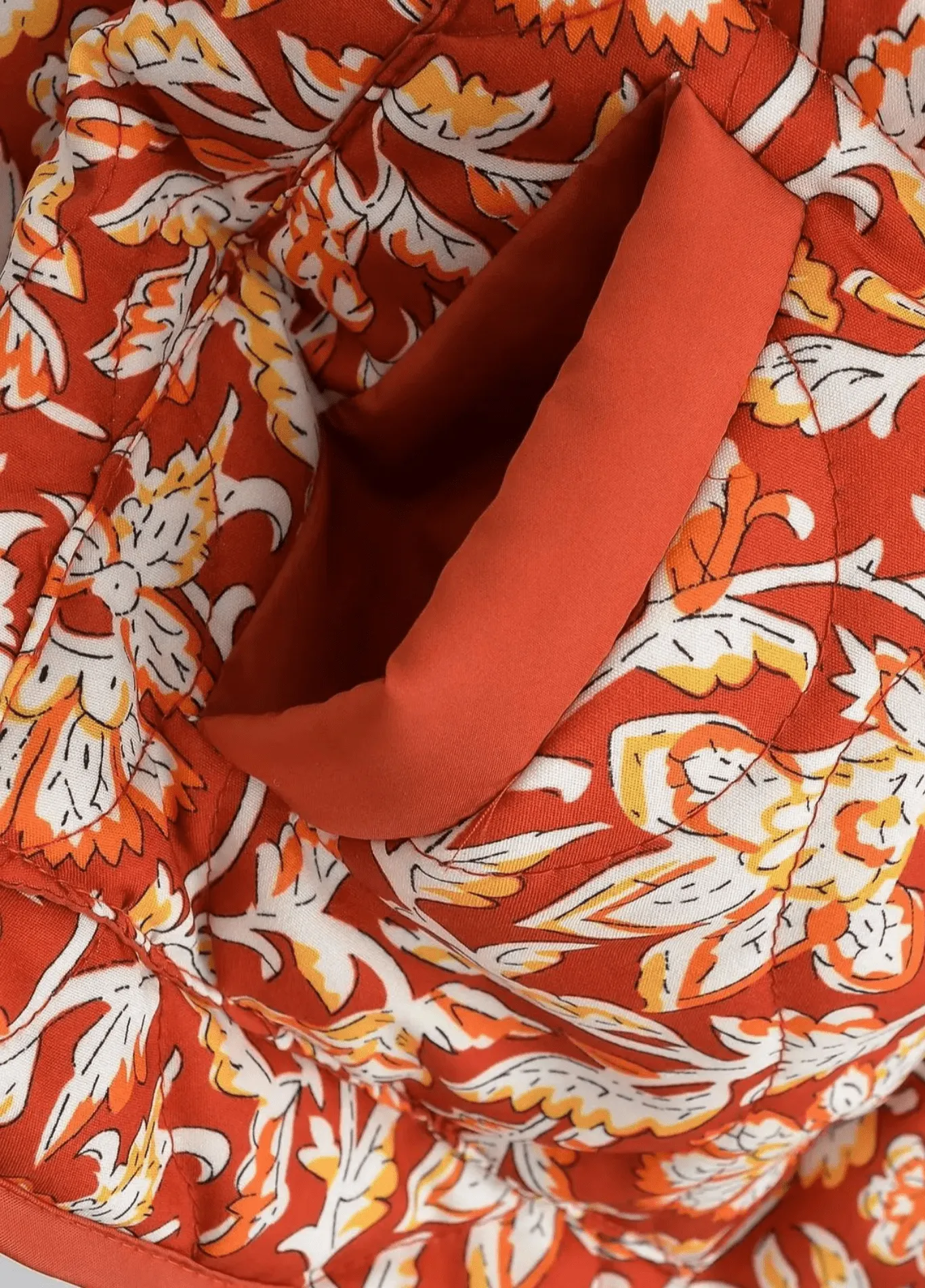 Veste kimono matelassée | Floral Terracotta