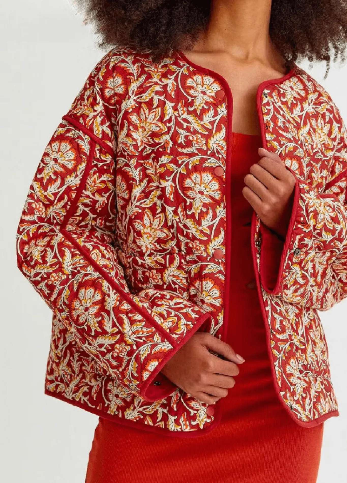 Veste kimono matelassée | Floral Terracotta