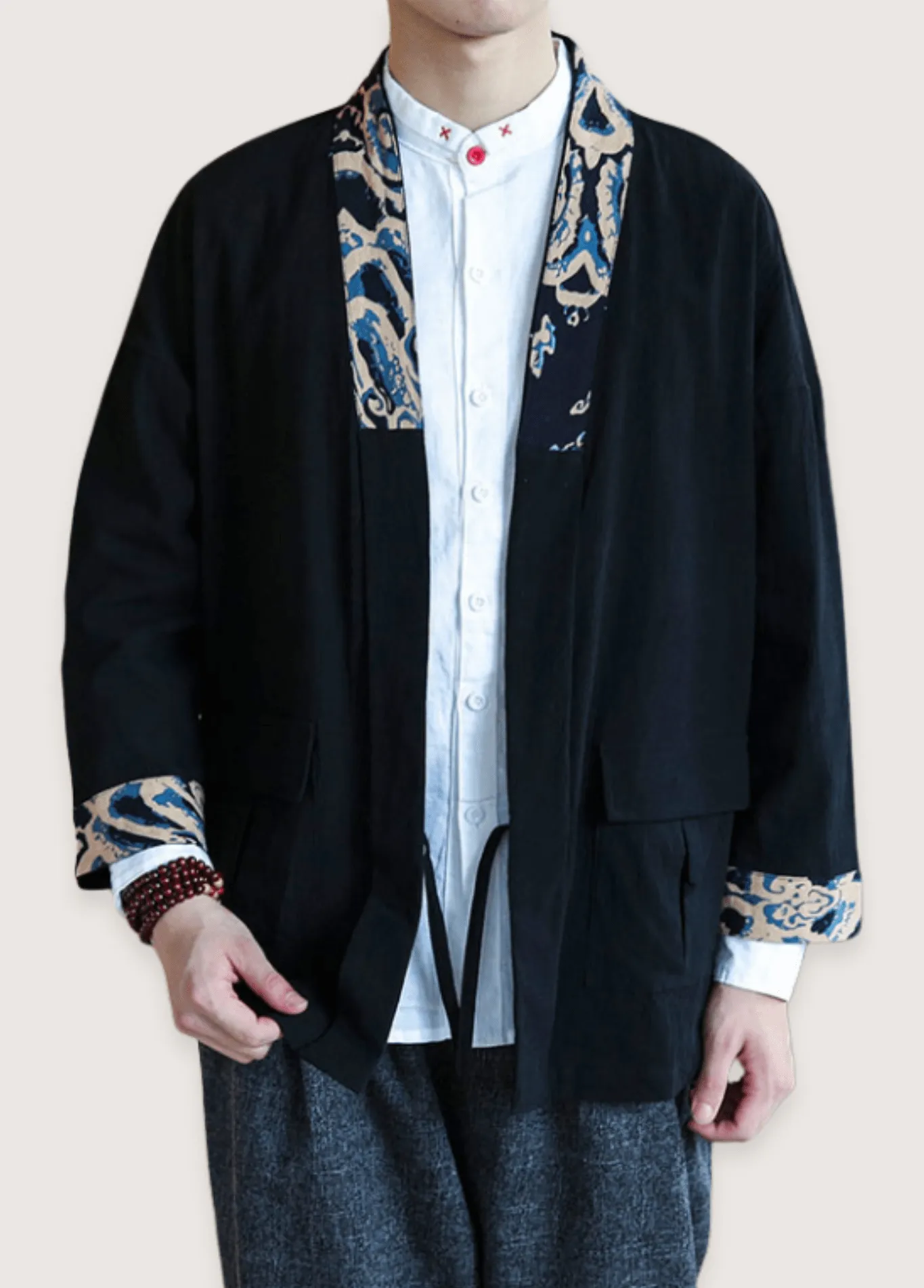 Veste kimono noir | Cardigan Contemporain