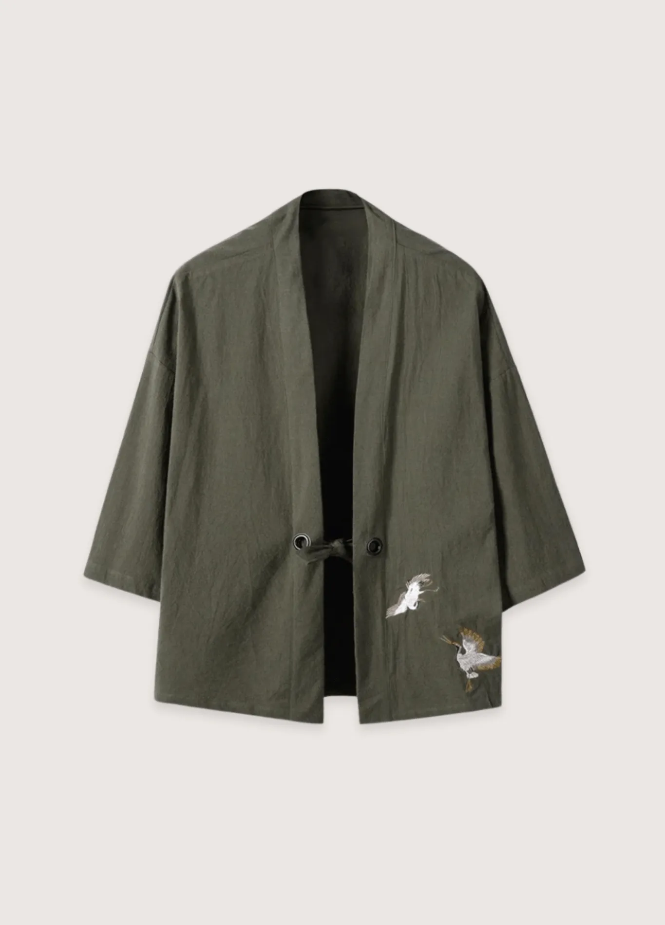 Veste kimono verte en lin