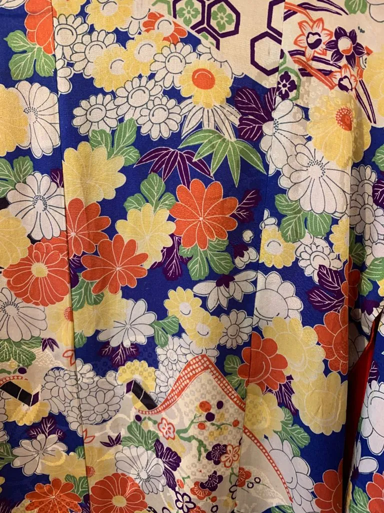 Vibrant Vintage Silk Floral Kimono