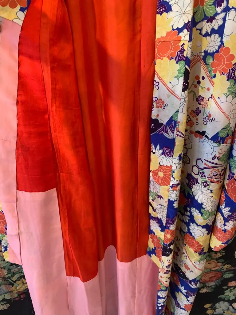 Vibrant Vintage Silk Floral Kimono