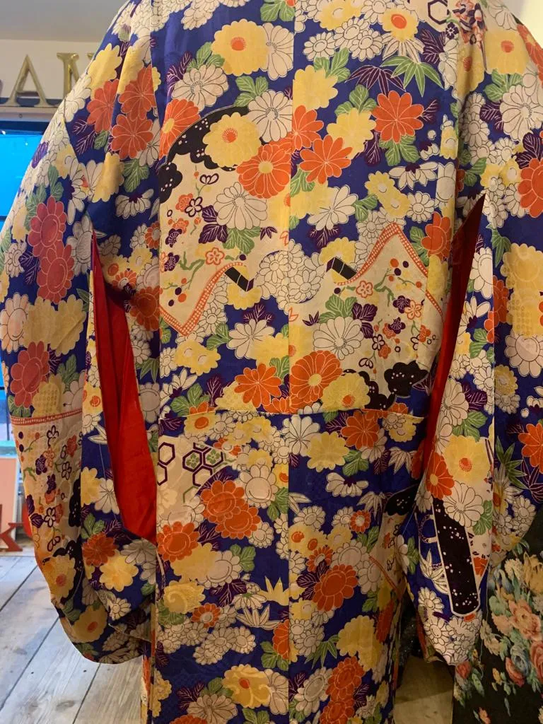 Vibrant Vintage Silk Floral Kimono