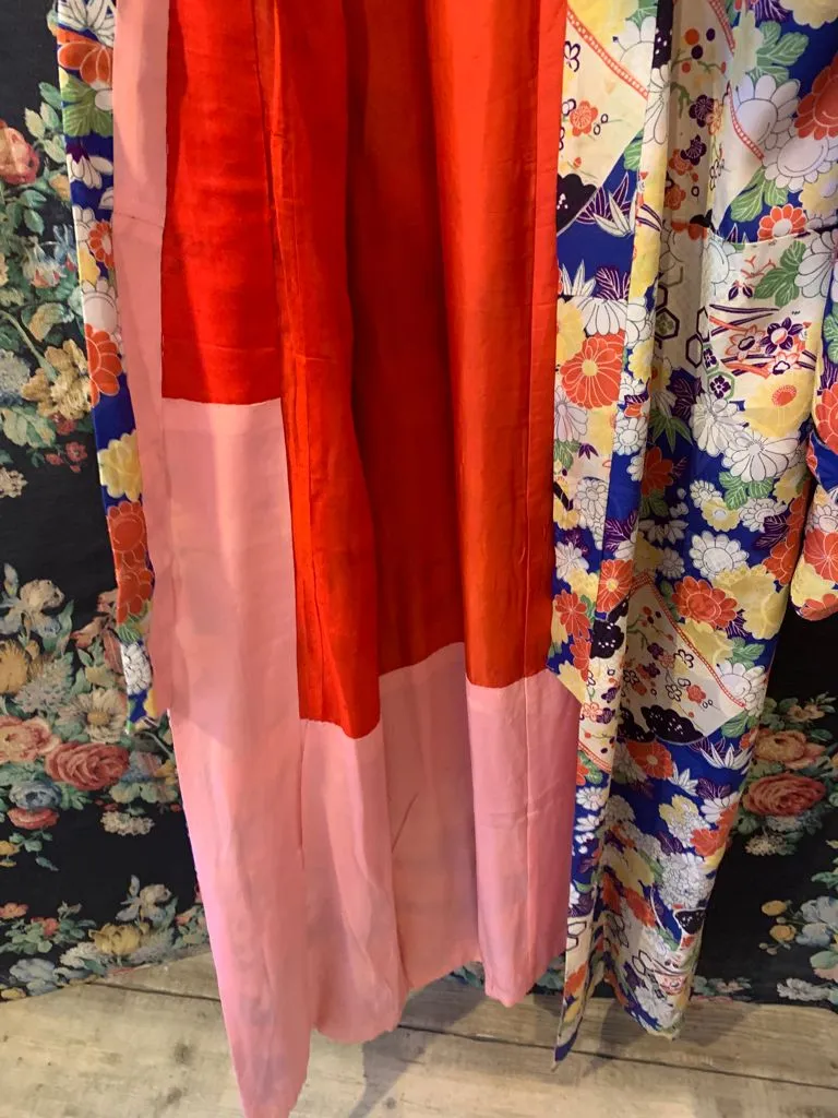 Vibrant Vintage Silk Floral Kimono